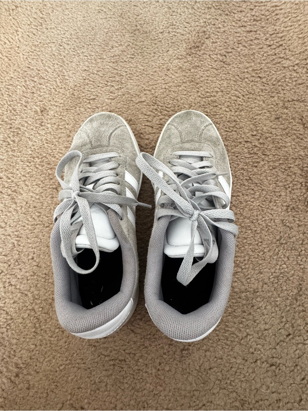 Grey Adidas Women's Suede Lace-Up Sneakers